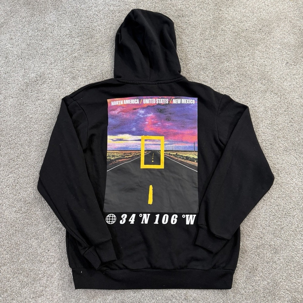 National Geographic‎ Hoodie Mens S Black New Mexico Graphic Pullover Fleece
